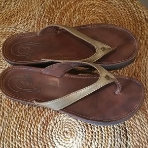 Olukai Platform Gold Sandals